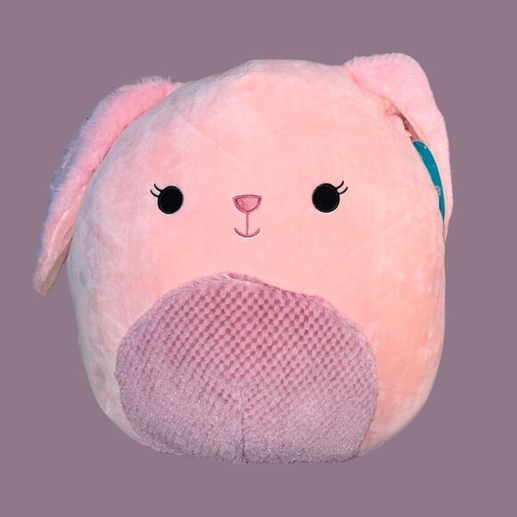 NWT 2022 Easter Squad Bop Bunny Squishmallow (Dark Pink Checkered Belly) 16” - Picture 1 of 4